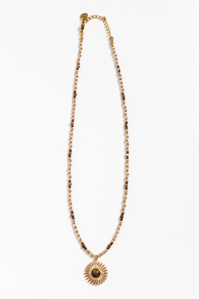 Burst Gold Beaded Pendant Necklace