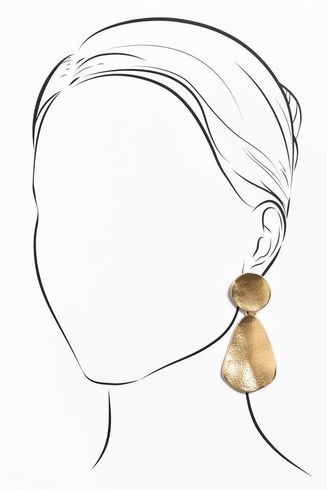 Cain Gold Disk Drop Earrings