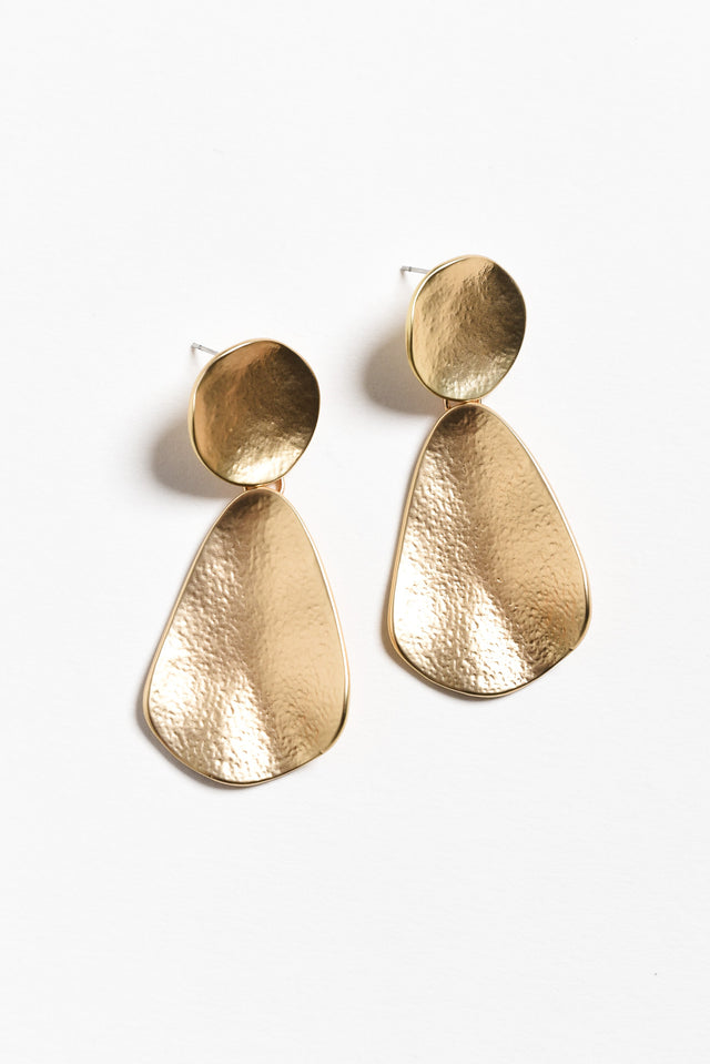 Cain Gold Disk Drop Earrings image 3