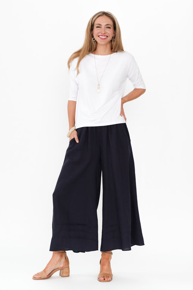 Kaleo Navy Linen Blend Pants image 4