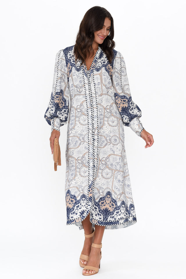 Nova Blue Astral Linen Blend Dress banner image