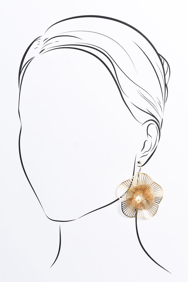 Caz Gold Flower Drop Earrings