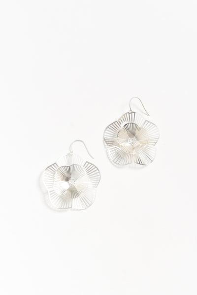 Caz Silver Flower Drop Earrings