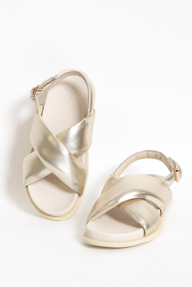 Clifford Gold Leather Crossover Sandal