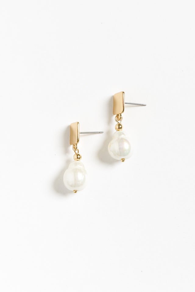 Corrie Gold Pearl Drop Earrings