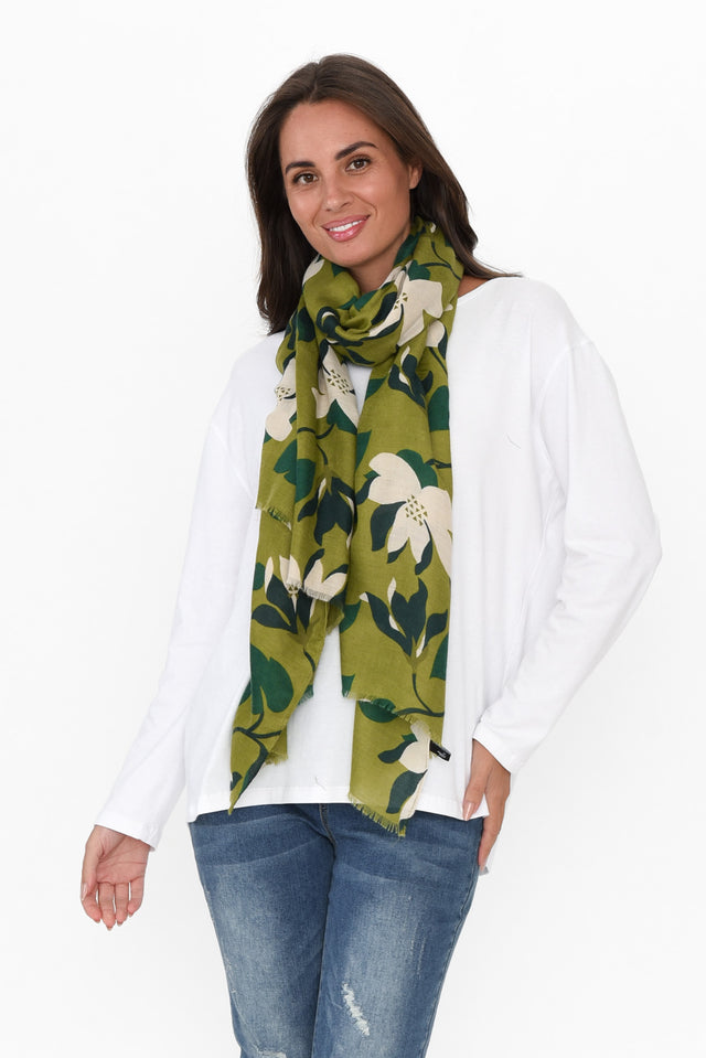 Daline Green Floral Scarf