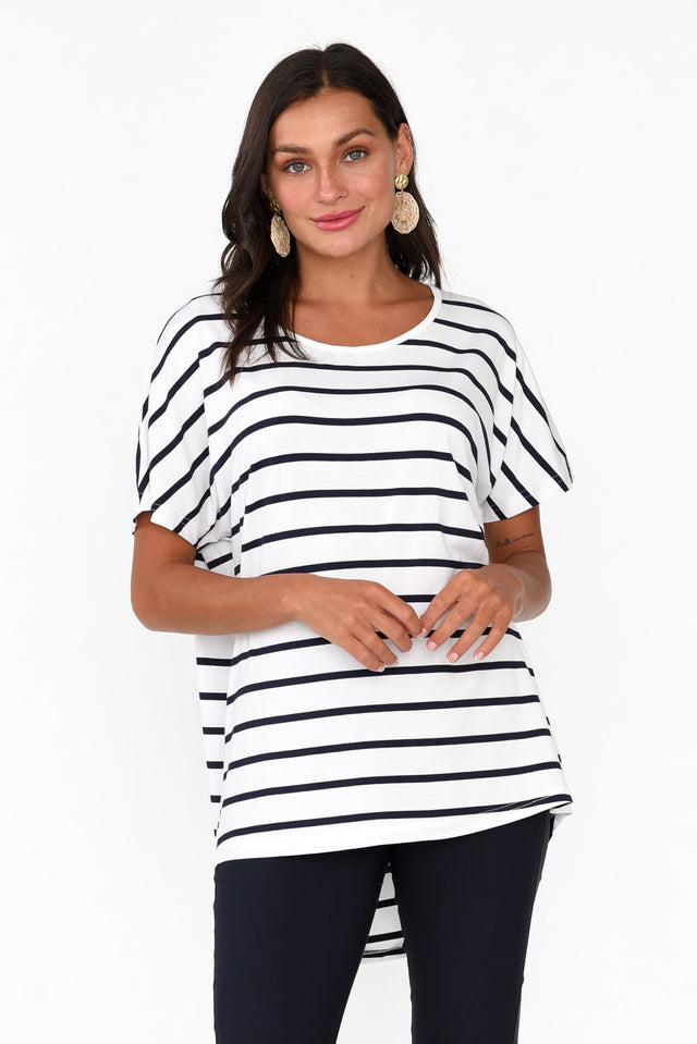 Danya White Stripe Bamboo Top