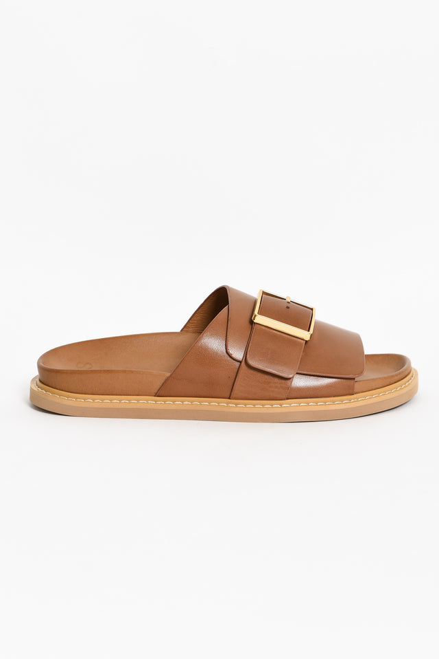 Dede Brandy Leather Buckle Slide