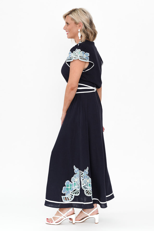 Delray Navy Lapis Embroidered Dress image 5