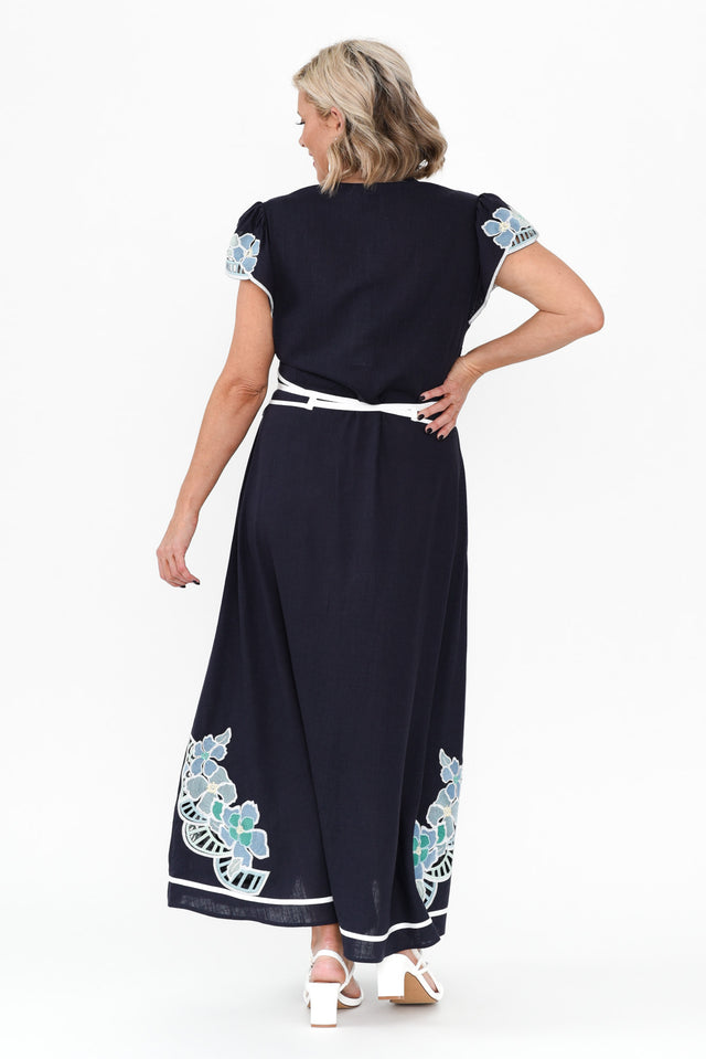 Delray Navy Lapis Embroidered Dress image 6