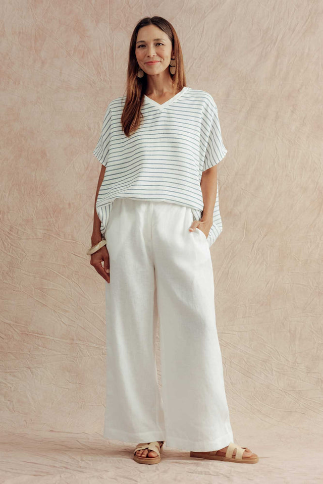 Delsey White Linen Wide Leg Pants