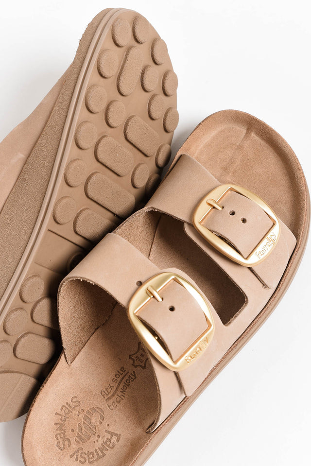 Desponia Beige Leather Buckle Slide image 5