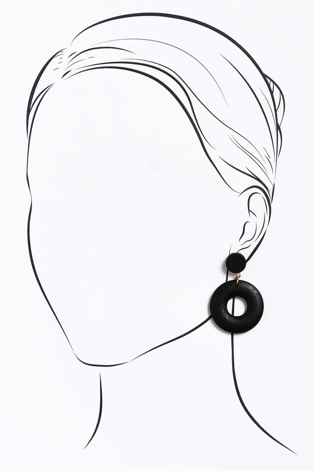 Dia Black Circle Drop Earrings