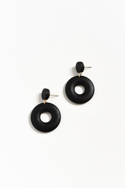 Dia Black Circle Drop Earrings