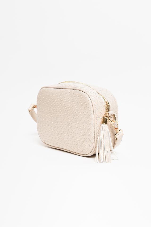 Disco Cream Woven Crossbody Bag