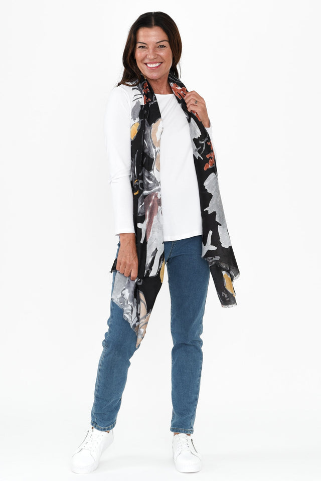 Elim Black Floral Scarf image 3