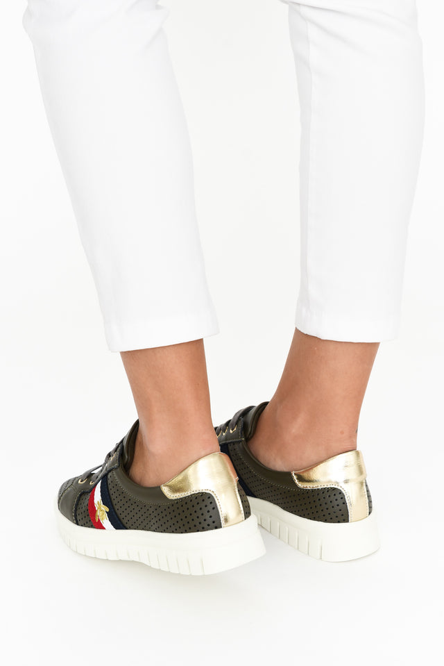 Elope Khaki Bee Leather Sneaker image 6