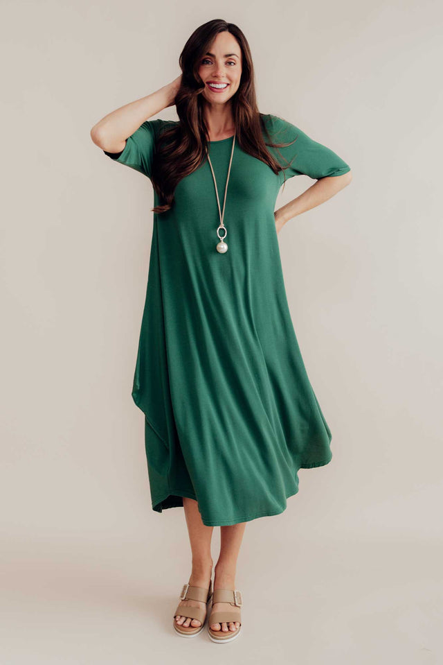 Emerald Micro Modal Tri Drape Dress