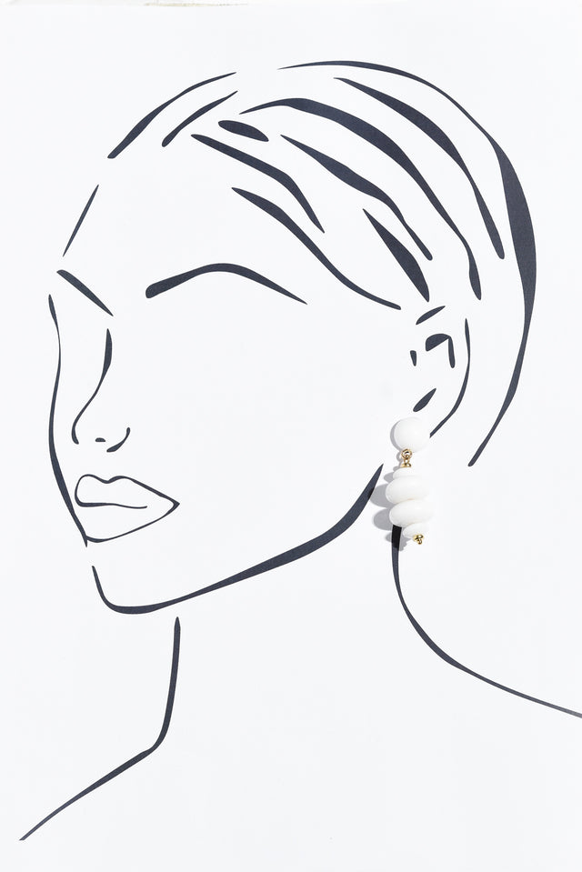 Esme White Beaded Drop Earrings