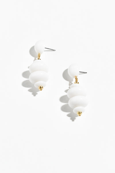 Esme White Beaded Drop Earrings