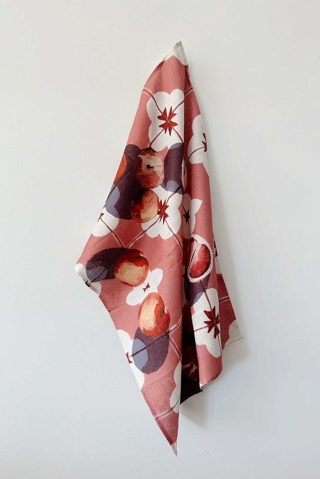 Whitney Spicer Fruit On The Floor Linen Tea Towel