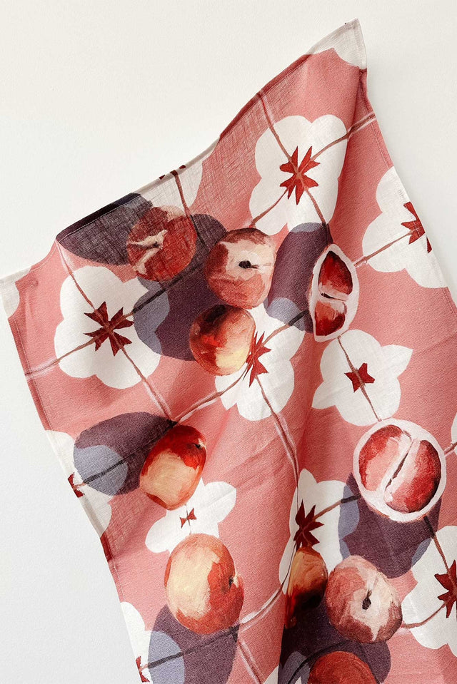 Whitney Spicer Fruit On The Floor Linen Tea Towel