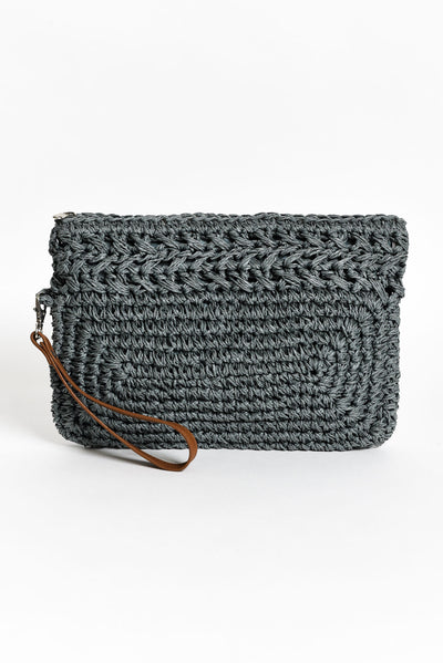 Felique Blue Straw Clutch