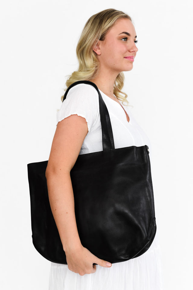 Fenna Black Leather Tote