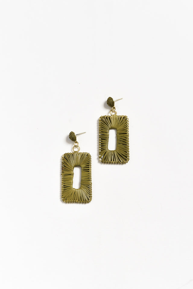 Florentine Olive Woven Drop Earrings