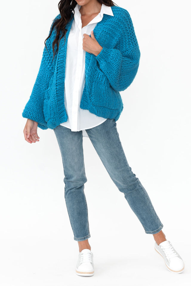 Freddie Blue Knit Pocket Cardigan image 4