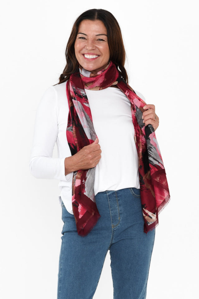 Fusion Red Abstract Scarf