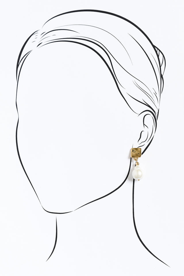 Gable Gold Pearl Pendant Earrings