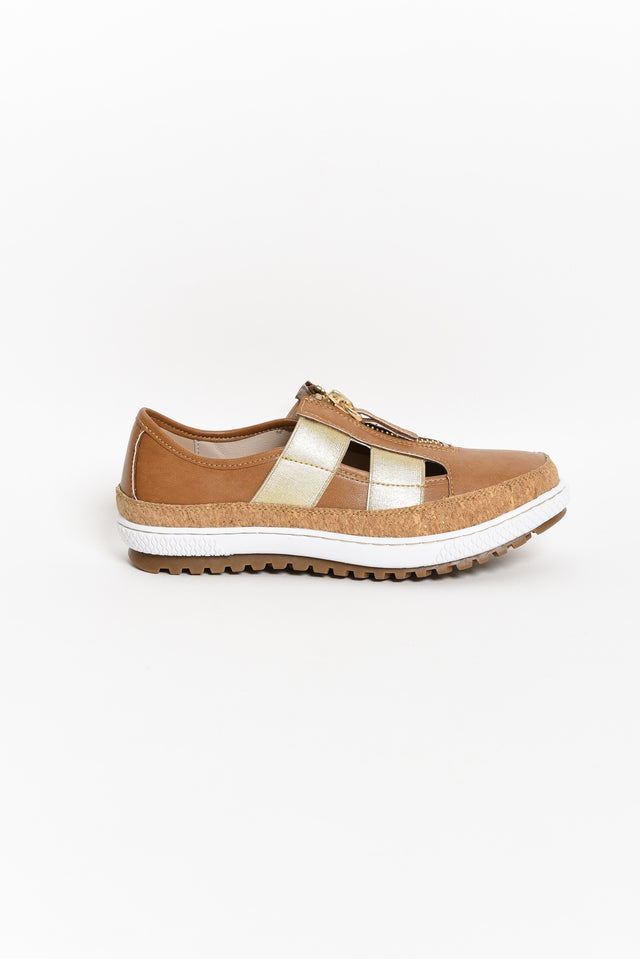 Galley Tan Leather Zip Sneaker image 6