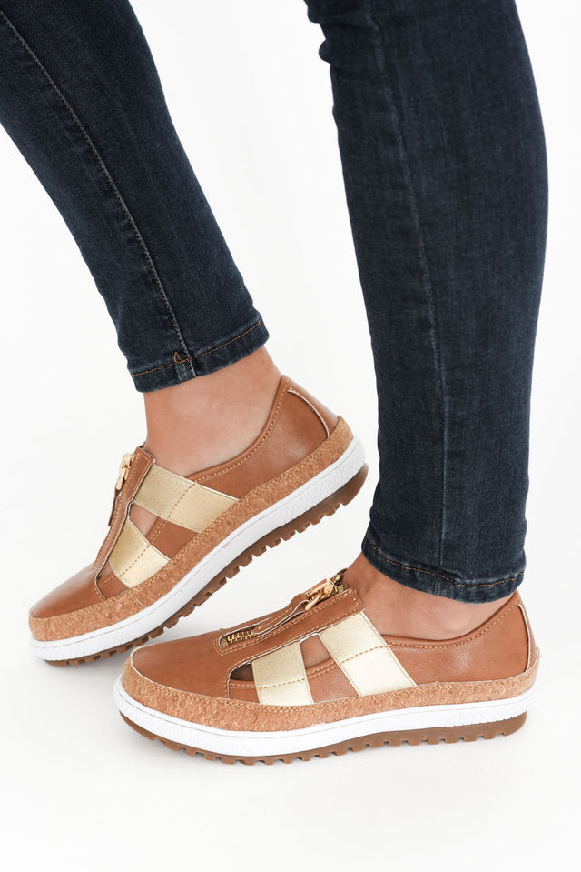 Galley Tan Leather Zip Sneaker