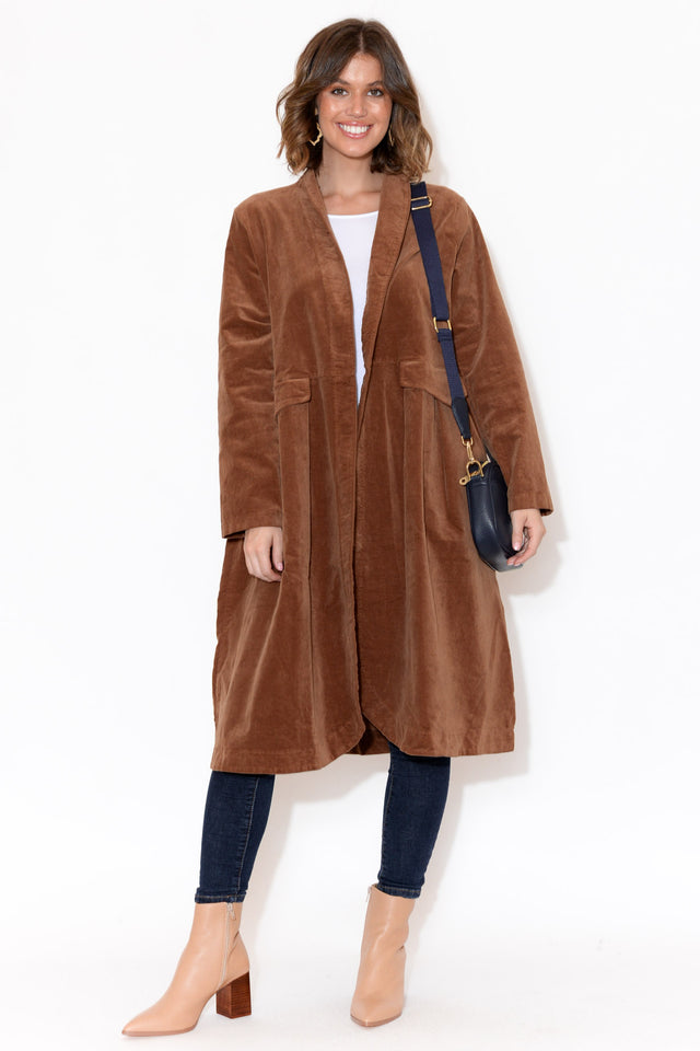 Genevieve Brown Velvet Coat image 6