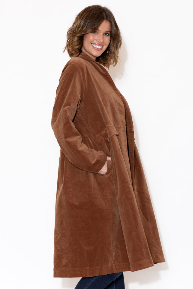 Genevieve Brown Velvet Coat image 5