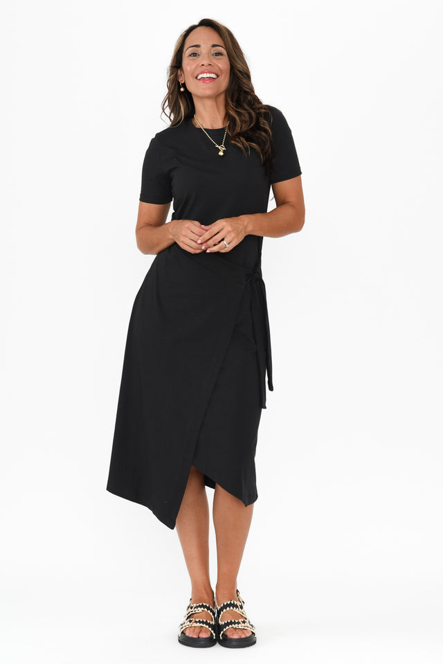 Georgie Black Wrap Cotton Tee Dress banner image