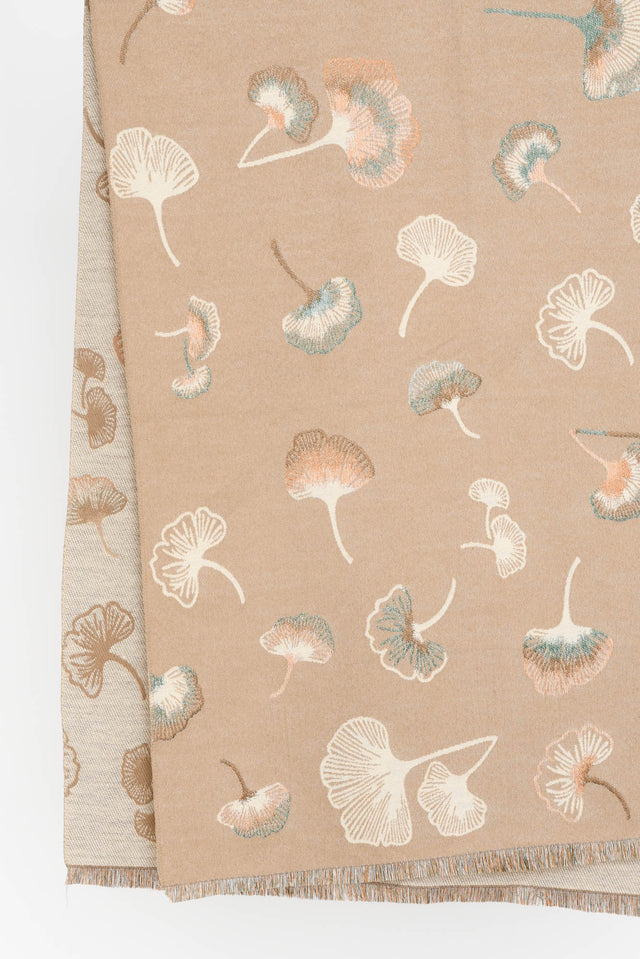 Ginko Beige Flower Scarf