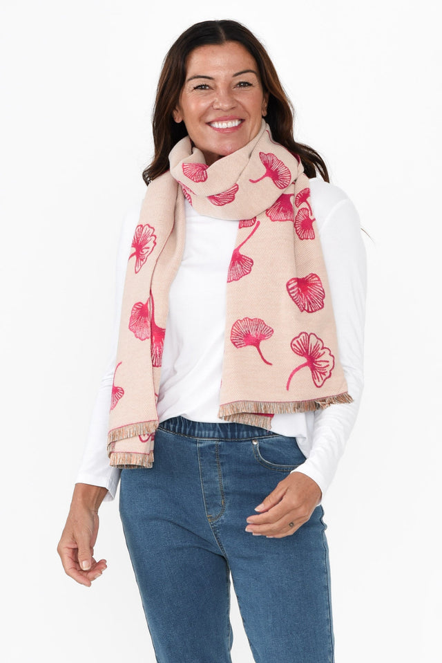 Ginko Pink Flower Scarf image 1