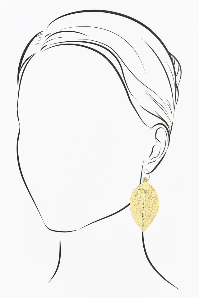 Gold Leaf Cutout Earrings image 3