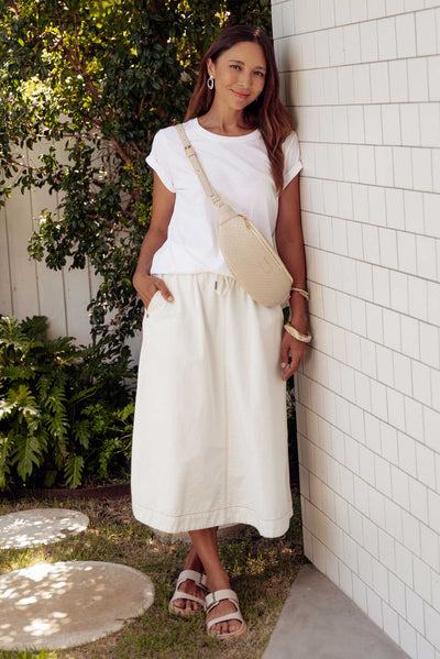 Greta White Denim Skirt