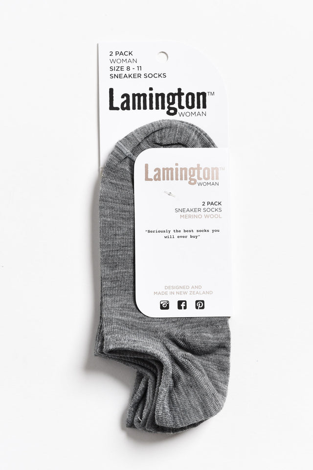 Grey Merino Wool Two Pack Sneaker Socks