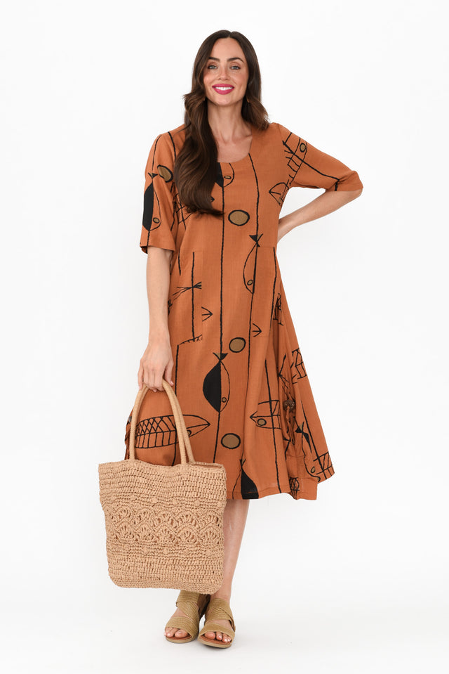 Hailee Rust Sea Linen Cotton Dress banner image