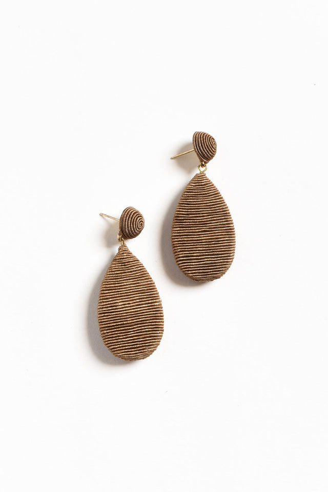 Hailey Taupe Teardrop Earrings image 1