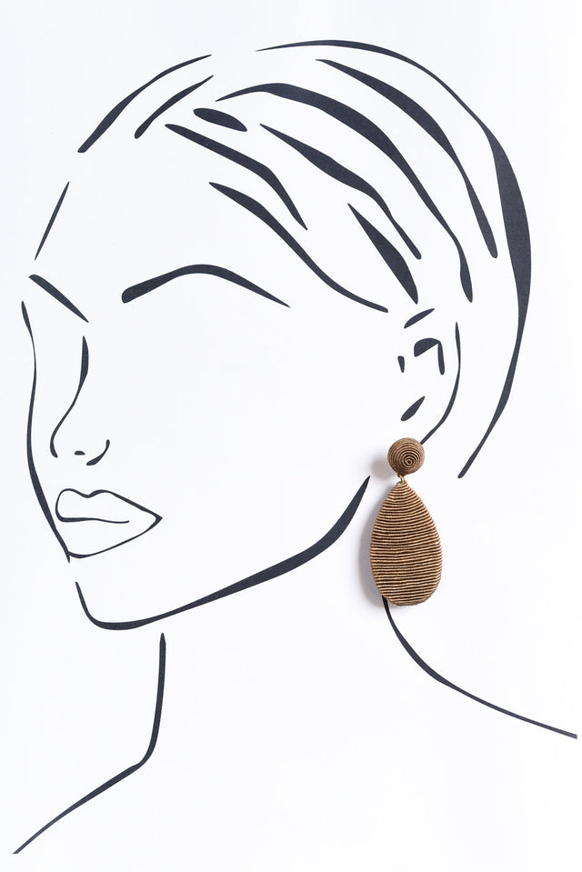 Hailey Taupe Teardrop Earrings image 2