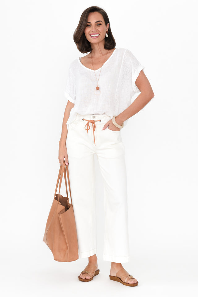 Halifax Ivory Denim Wide Leg Pants banner image