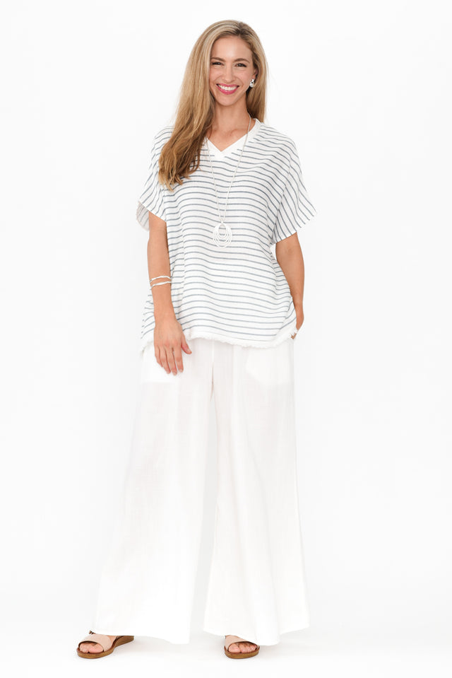 Hanley White Stripe Linen Blend Top banner image