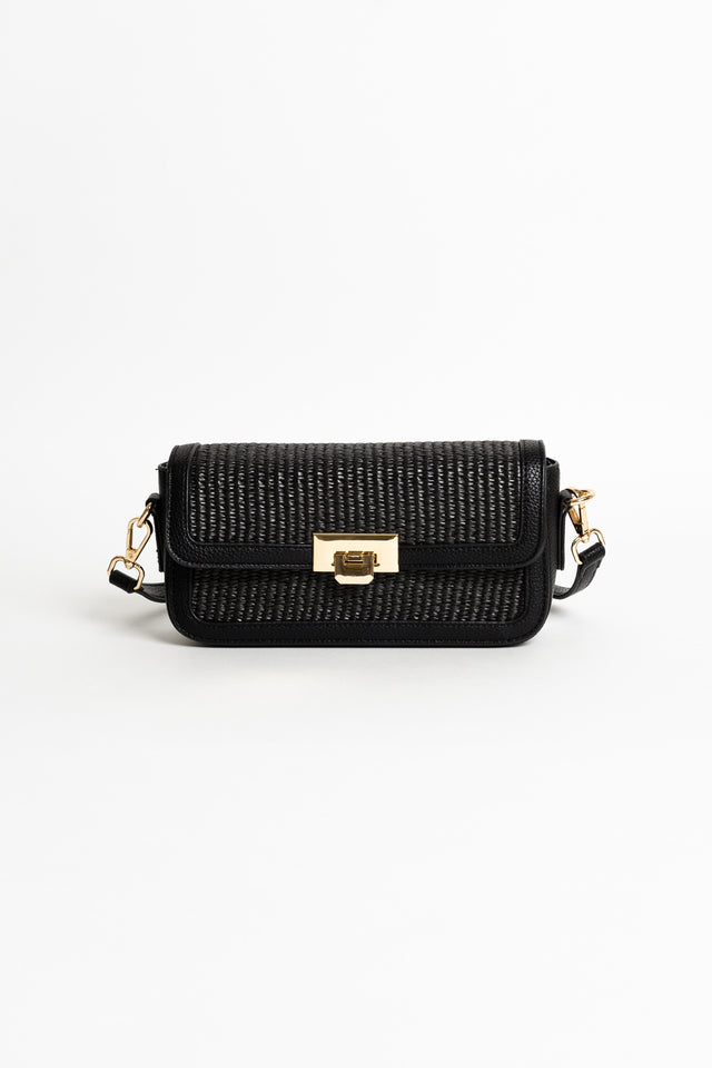 Hattie Black Weave Crossbody Bag