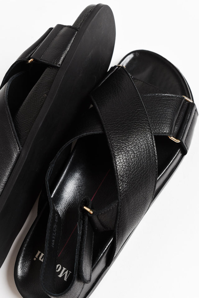 Haylow Black Leather Crossover Sandal image 6