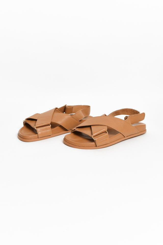 Haylow Tan Leather Crossover Sandal image 4